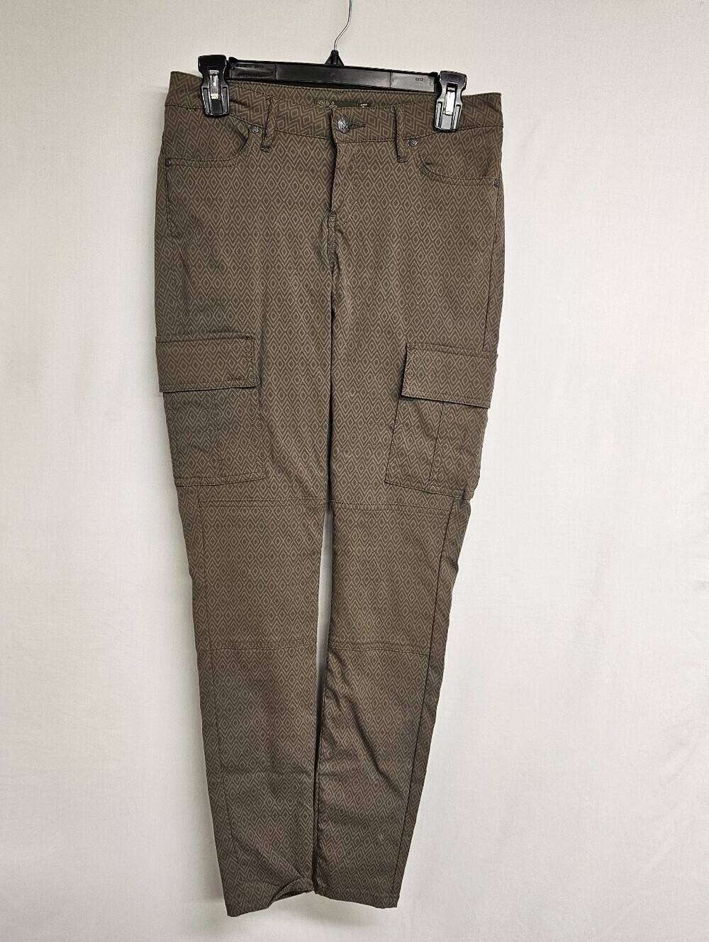 Prana Meme Pants  Women’s Size 4 Green Gray Outdoors Cargo Diamond Print